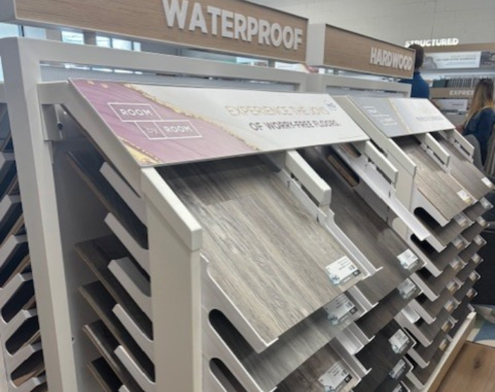 Gray waterproof hard surface floors on display at Monarch Carpet One