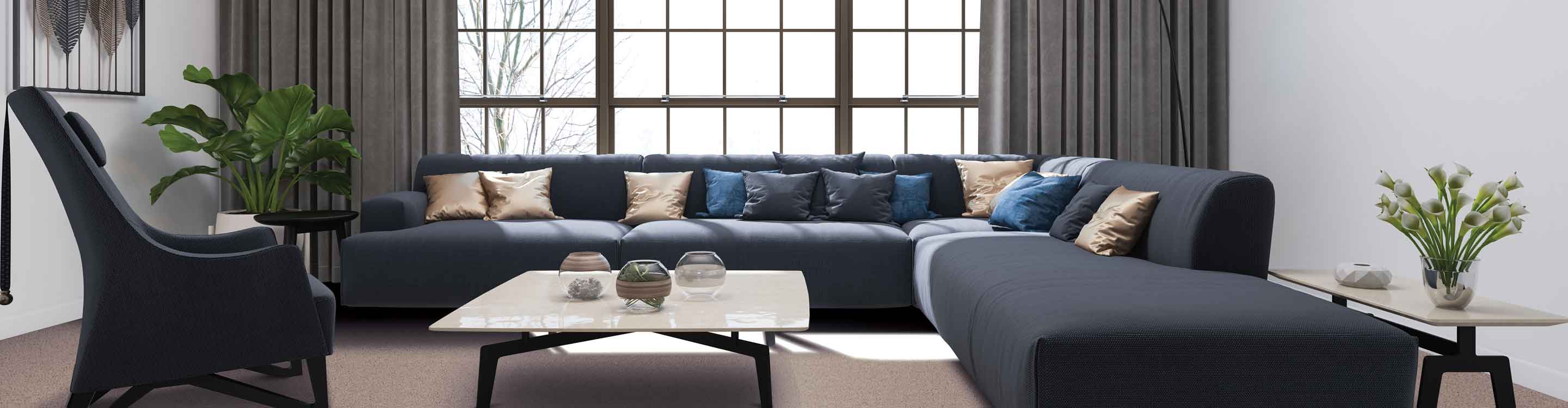 grey curtain in a Brunswick living room